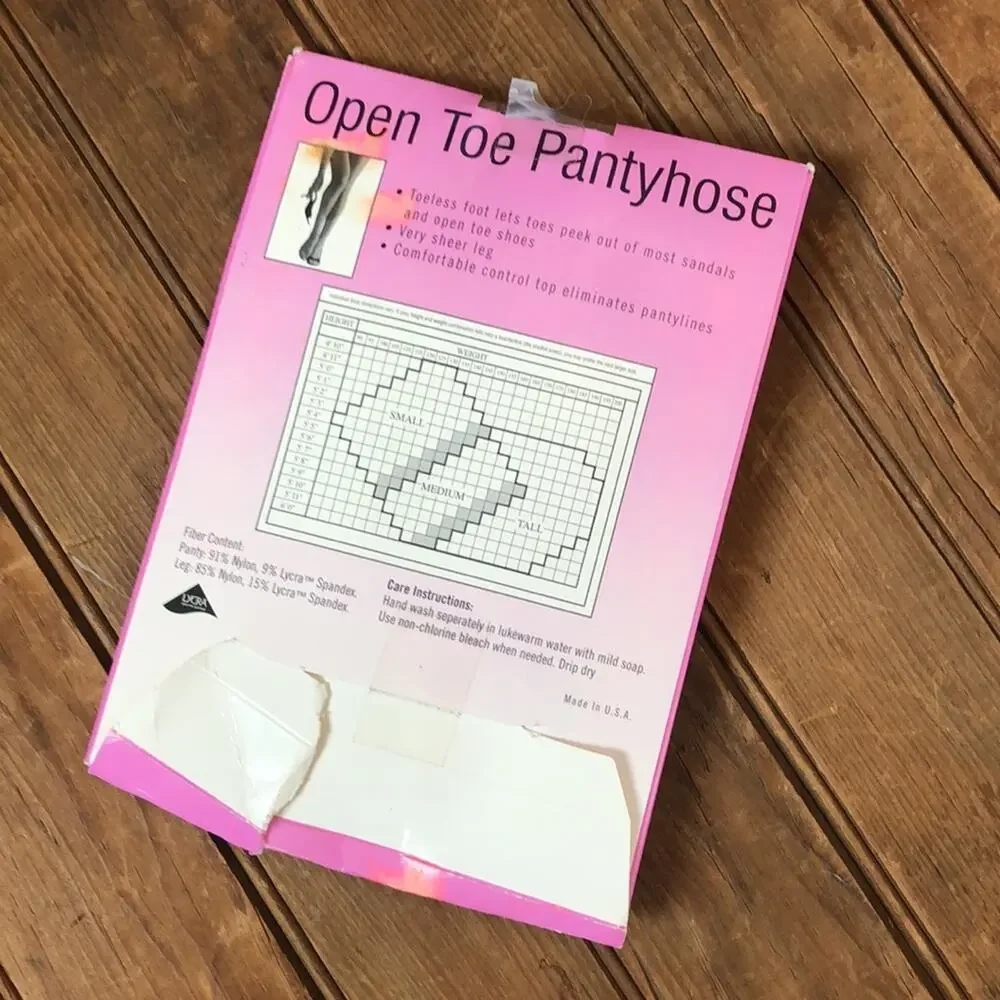Vintage open toe control top pantyhose nwt large